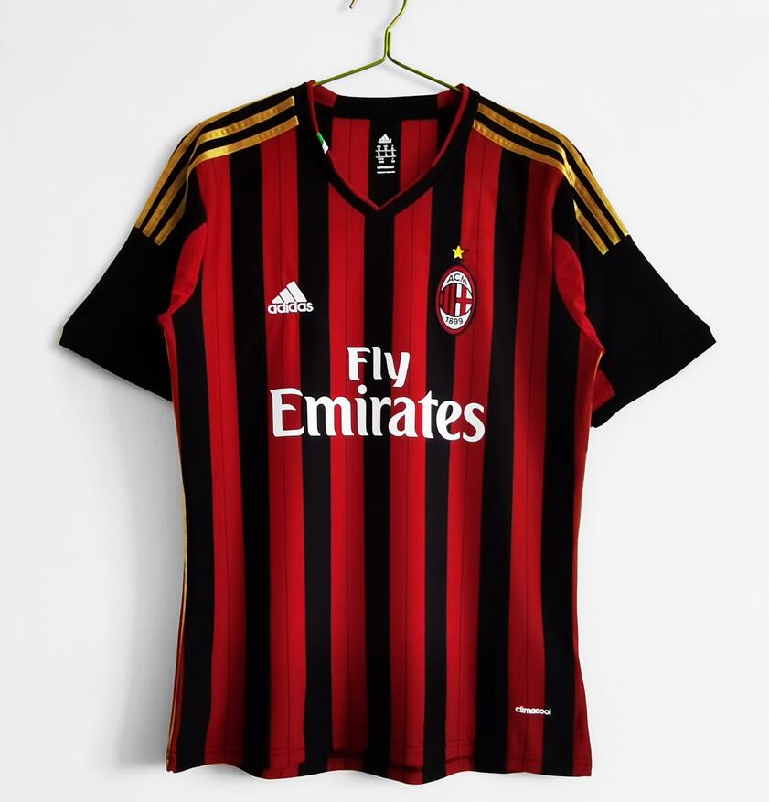 2013-14 AC Milan Retro Home Kit Soccer Jersey